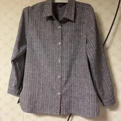 薄紫色系ストライプ長袖シャツ（11R美品）