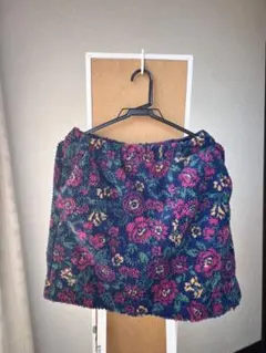 フリース風花柄ミニスカート