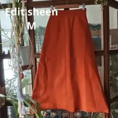 edit sheen オレンジ フレアスカート リブ編みウエスト Mのサムネイル