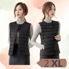 ブラック 2XL ダウン風ベスト