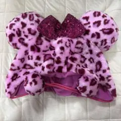 ディズニーリゾート　ファンキャップ　ミニーマウス　ヒョウ柄　レオパード　ピンク
