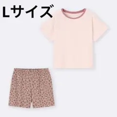 【ほぼ新品未使用】GU コットンカラーラウンジセット　Lサイズ　ピンクレオパード