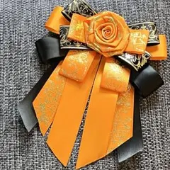 推し活 バッグチャーム リボン 橙 黒 オレンジ ブラック