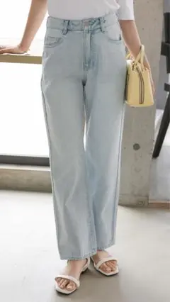 【新品】神戸レタス プチレ ウエスト調整ゴム付きストレートデニムパンツ PS