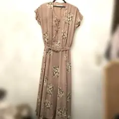 KETTY 訳あり 花柄ピンク半袖ロングワンピース