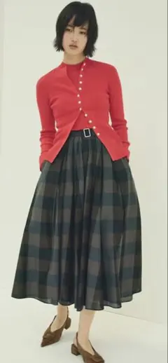 新品❣️Mila Owen ウエストゴムタックフレアスカート　CHECK S