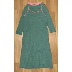 美品ハローサンフランシスコ　ロンtee付きボーダーキャミワンピース　長袖　緑