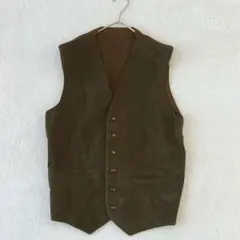 希少バーバリー ヴィンテージ ベスト 本革 スエード 英国製 ブラウン サイズS