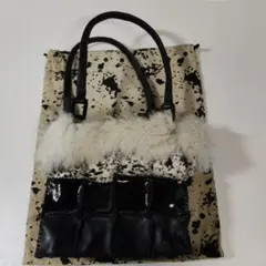 ファー付きレザーパッチワークバッグ