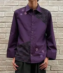 極美品✨️人気即完売●AXES-X 矢羽根ＰＴ＆桔梗刺繍シャツ XL パープル