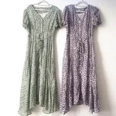 【ABITOKYO 花紋長款連衣裙 2件套】情侶裝