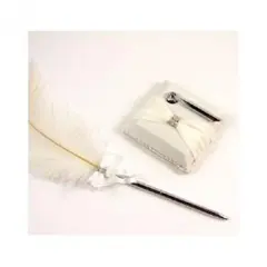 天然羽ペン＆ペンスタンドセット　結婚式やセレモニーの受付カウンター用