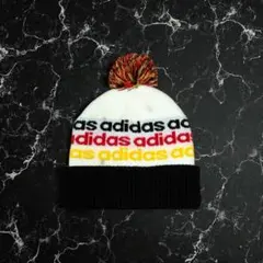 【希少】00s adidas アディダス ボンボン ニット帽 ビーニー オレンジ