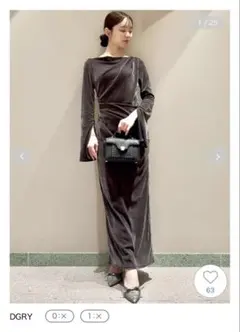 フロッキーベロアドレープドレス　DGRY