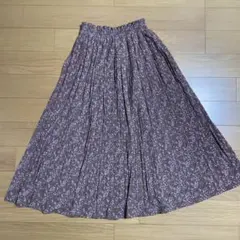 花柄プリーツスカート ブラウン系 ロング丈のサムネイル