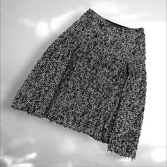 4°C ツイード フレアスカート ミモレ丈 グレー 《c2 407