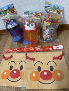 アンパンマン　ダイカットストローカップ　フェイス巾着　セット