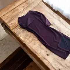 BEAUTY&YOUTH ウール混 上品パープル ニットロングワンピース フリー