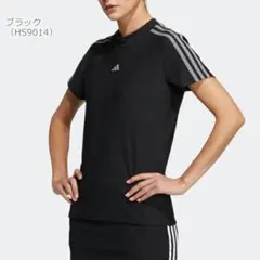 【新品】adidas スリーストライプス 半袖モックネックシャツ　ゴルフウェア