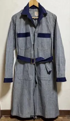 デッドストック 50s ショップコート 36 ネイビー ヘリンボーン ワーク
