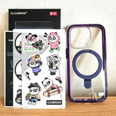 iPhone 14 Pro 用 ケース 耐衝撃 クリア パープル ワイヤレス充電