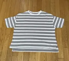 soulberry グレーとホワイトストライプ 半袖Tシャツのサムネイル