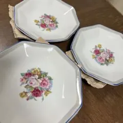 【昭和レトロ】八角形 花柄 デザイン皿 5枚セット