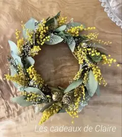 ミモザ　ドライフラワー　リース　イエロー　黄色　春