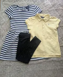 GapKids ストライプワンピース・ラルフローレンポロシャツ・レギンスセット