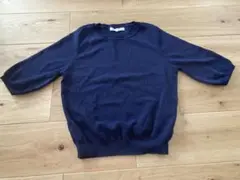groveネイビー 五分袖ニット S