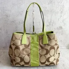 COACH Kiss Lock Bag Signature Y2K Green