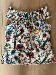 ZARA フラワープリント オフショルダー トップス