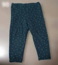 ダークグリーン 小花柄裏起毛パンツ