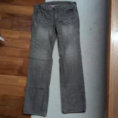 BOBSON CrackWash グレー ストレートデニム
