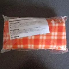 オレンジチェックフリースブランケット
