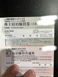 東急不動産　株主優待　①ホテルハーヴェストご宿泊優待券　１枚のサムネイル