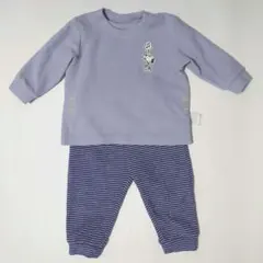 ユニクロ スヌーピー薄紫色フリースパジャマ上下セット 80