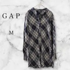 GAP チェック柄 シャツワンピース チュニック ネイビー M 長袖 春 秋