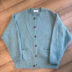 アダムエロペ　モヘアカーディガン　L 水色