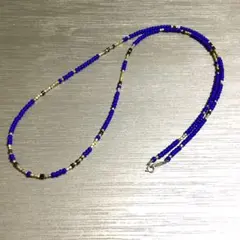 ホワイトハーツ　デザイン　ロング　ネックレス　ブルー　40mm