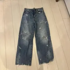 ZARA ダメージデニムパンツ ブルー EUR32のサムネイル