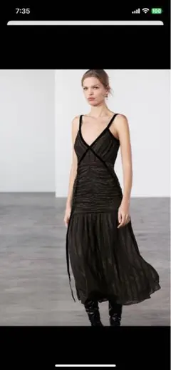 ZARAブラックキャミワンピース ロング丈