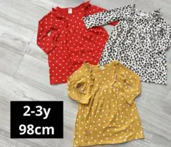 H&M エイチアンドエム　長袖ワンピース3枚セット2-3y 98cm