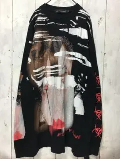 短丈ペイント黒シャツレジェンダdoubletラフシモンズKIDILL 短丈ペイント黒シャツレジェンダdoubletラフシモンズKIDILL
