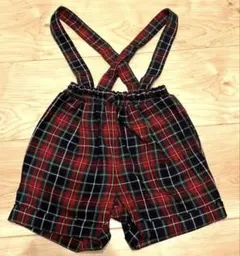 cottoli チェック柄 サスペンダー付きパンツ
