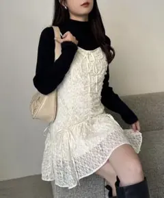 NICE CLAUP ドロストチュニックワンピース アイボリー