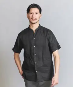 beauty＆youth バンドカラー スキッパー ショートスリーブシャツ