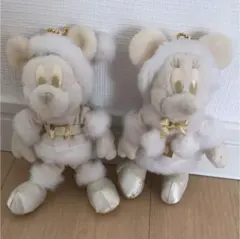 ミッキー＆ミニー ホワイトぬいぐるみバッジ