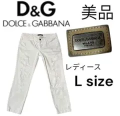 美品◎イタリア製　ドルチェ&ガッバーナ デニムパンツ ロゴプレート 38（L 白のサムネイル