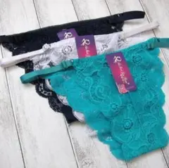3色セット ショーツまとめ売りレディース 下着 花柄 レース パンティ タンガ